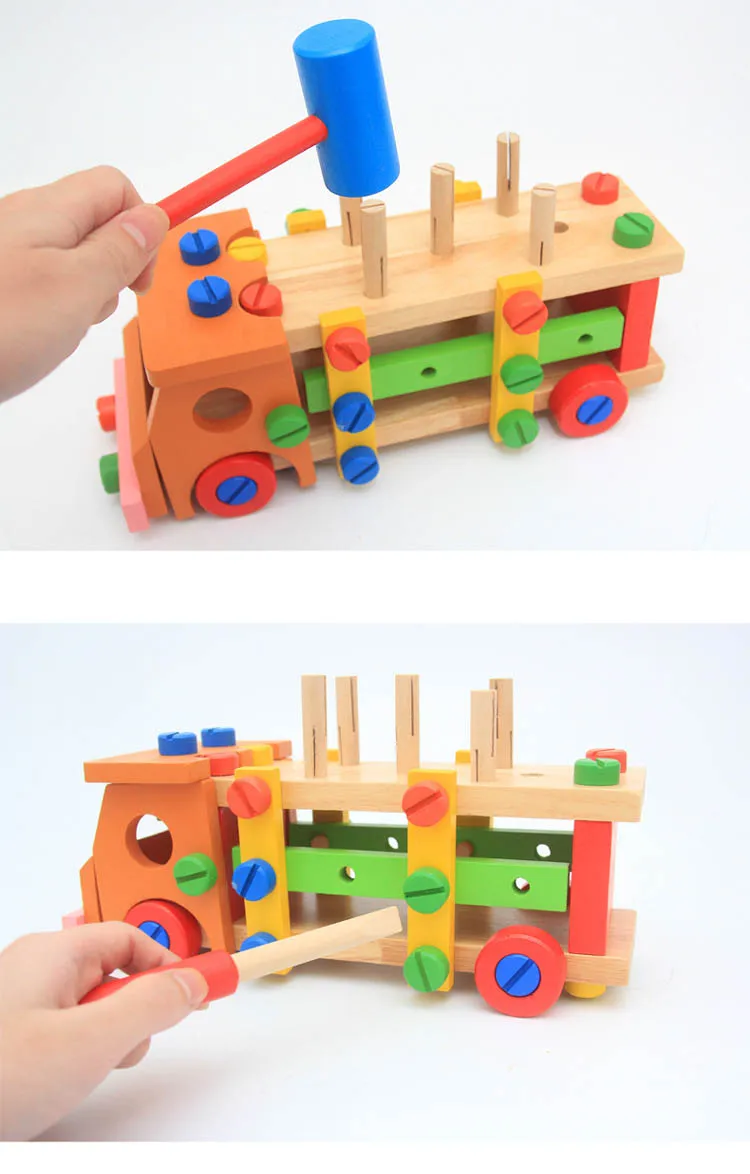 Новая деревянная детская многофункциональная резьба Разборка и сборка гайка автомобиль комбинация ручные развивающие игрушки