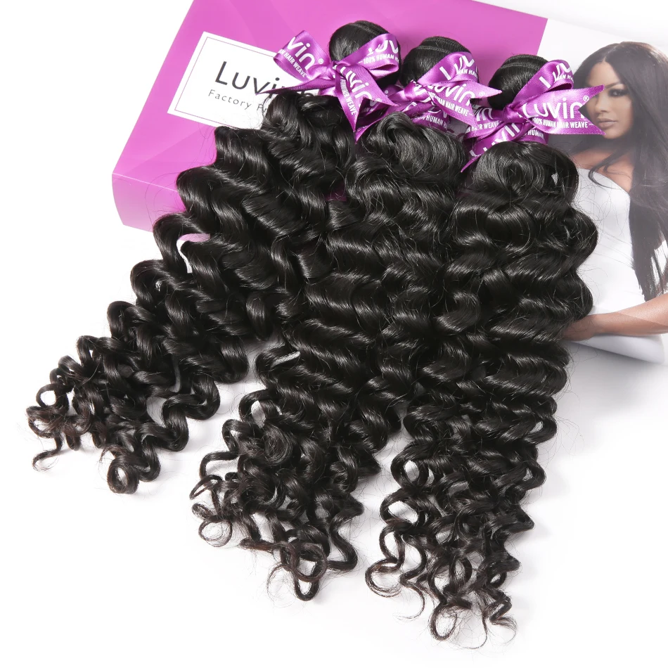 

Luvin OneCut Hair Deep Wave 8-30 Brazilian Virgin Hair 3 Pcs/Lots 100% Unprocessed Human Hair Bundle Soft Hair Free Shipping