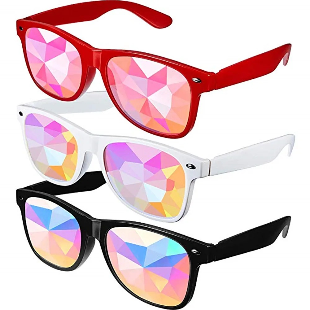 OMGREAT Rave Sunglasses Festivals Kaleidoscope Glasses Rainbow Prism Goggles Funky Sunglasses 