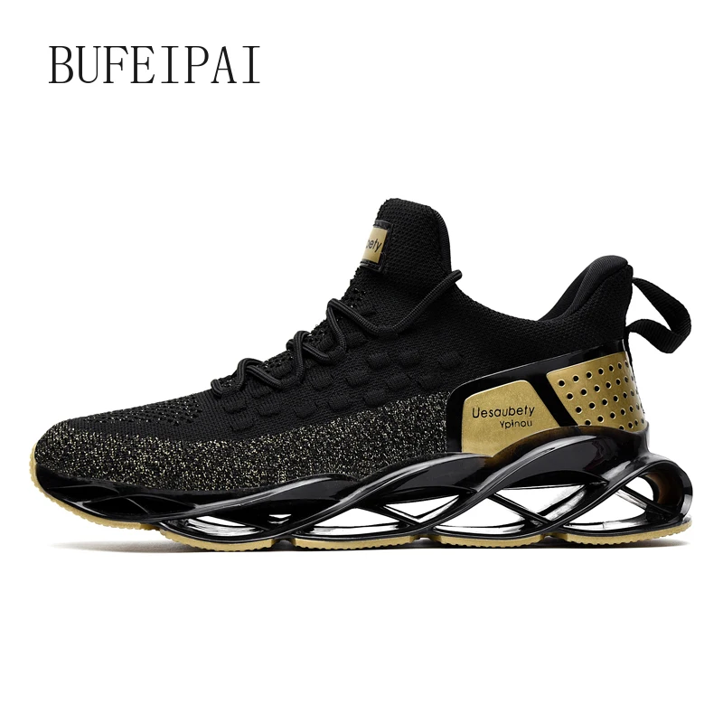 

BUFEIPAI outdoor men's running shoes jogging sneakers high quality lace-up sports breathable mesh blade men's sneakers sneakers