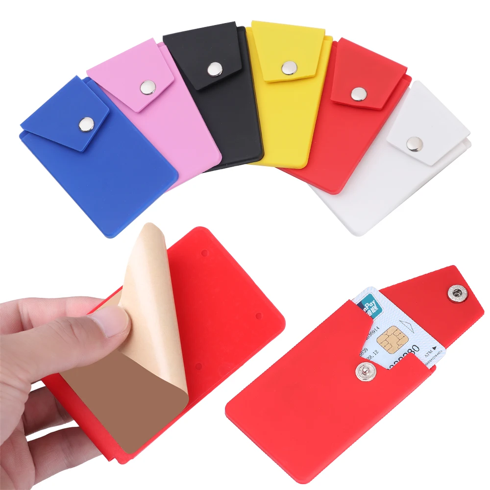 Credit Card Holder 1PC Unisex Adhesive Silicone Phone Card Holder Wallet with Snap Pocket Phone Back Stick-on Credit Card Holder for Smart wallet card holder card holder credit card holder credit card wallet card wallet