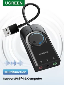 Внешняя звуковая карта Ugreen, USB аудио интерфейс, 3,5 мм выход для микрофона, аудио адаптер, звуковая карта для ноутбука PS4 гарнитура USB