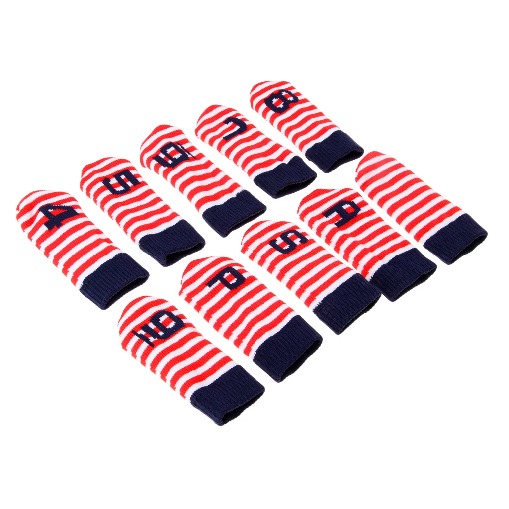 10 Pieces Durable Knitted Velvet Golf Iron Head Covers Set Club Putter Headcover Golf Accessories