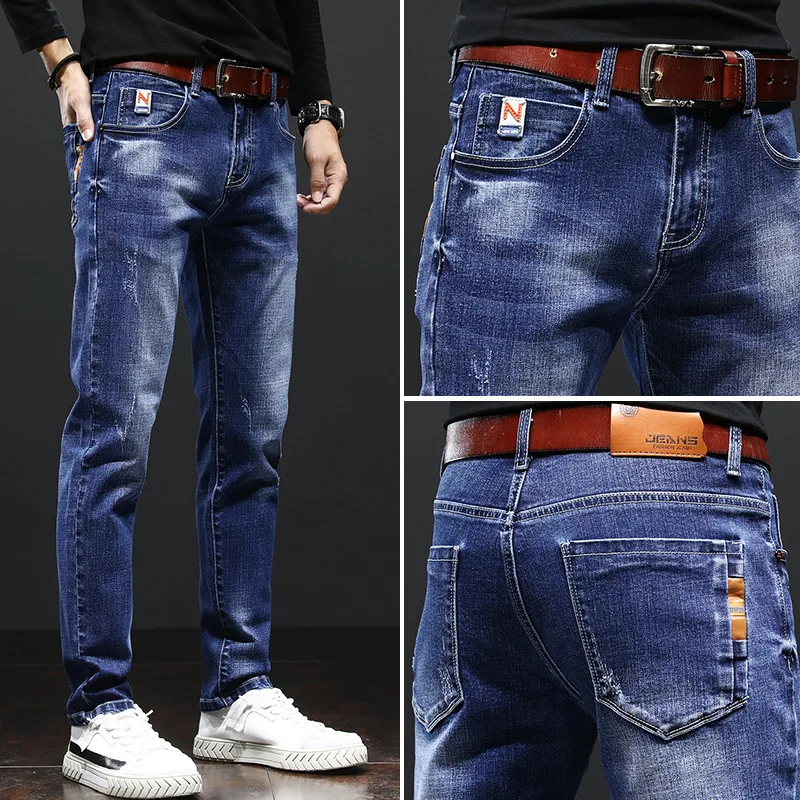Spring Autumn 2021 Men's Smart Elastic Jeans Business Fashion Straight  Regular Stretch Denim Trousers Men Jeans Plus Size 28 38|Jeans| - AliExpress