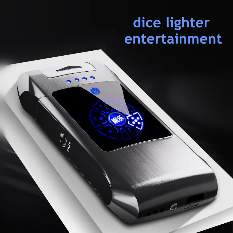 JOBONMetalFlamelessTorchWindproofLighterDoubleArcPulseDice