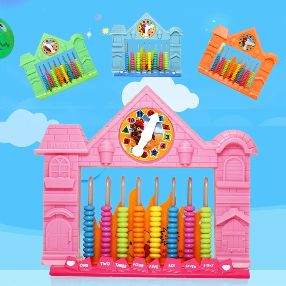 Plastic Abacus Toy with Clock Baby's Maths Arithmetic Toy Kids Maths Calculating Tools Children Early Educational Toy Gift