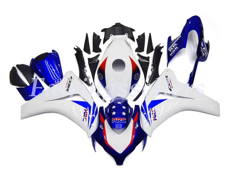 Инъекций ABS Полный обтекатели комплект Подходит для HONDA CBR1000RR 2008 2009 2010 2011 CBR1000RR 08-11CBR1000 обтекатель белого и синего цвета - Цвет: White blue