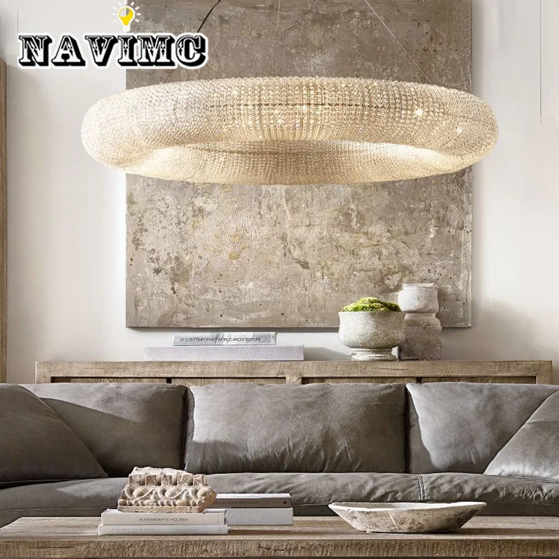 Американский RH Crystal Lustre De Cristal светодиодный круглый подвесной светильник K9 кристалл Лофт Ресторан минимализм шнур подвесной светильник