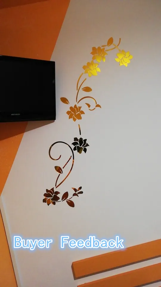 3D Diy Flower Shape Acrylic Wall Sticker Modern Stickers Muraux Mirror wall stickers Adesivi Murali зеркальные наклейки