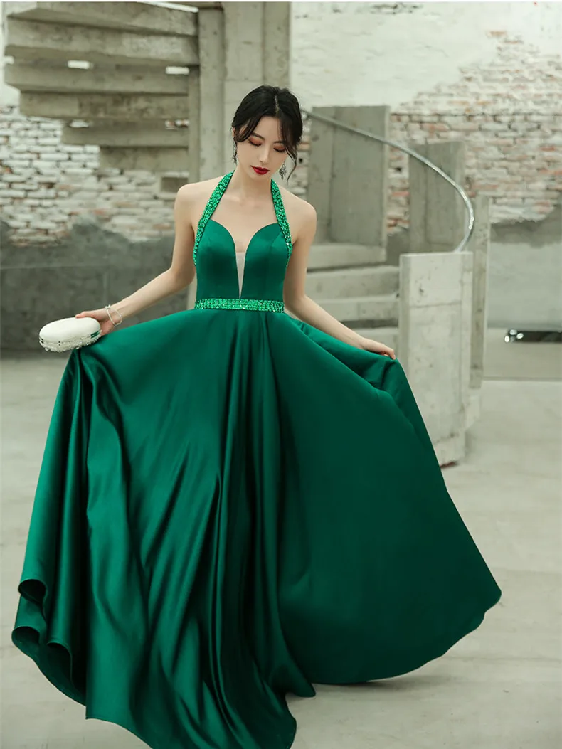 Платье для выпускного вечера с карманами, атласное, расшитое бисером, Robe De Soiree, Vestido Formatura, v-образный вырез, Vestidos De Gala, платья для вечеринок