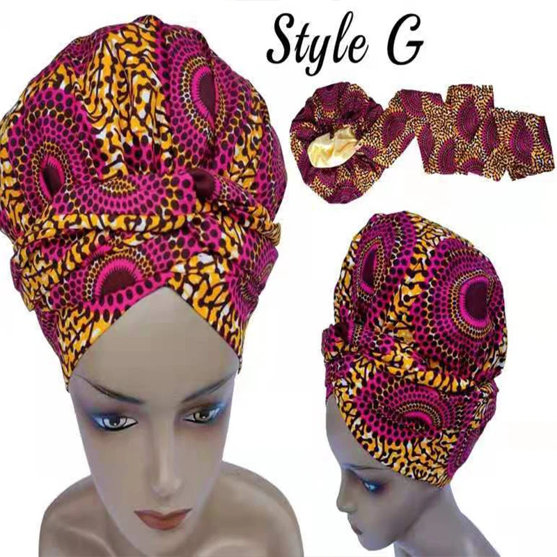 

African Headwrap Women Wax Fabric Traditional Headtie Scarf Turban SATIN LINED BONNET with wrap African Print Scrub Headwrap