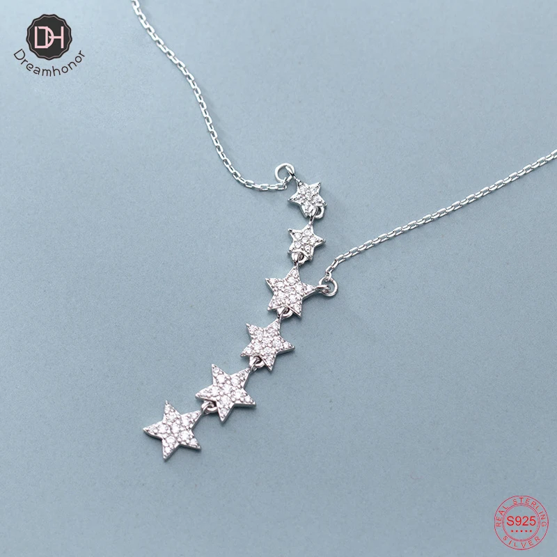 

Dreamhonor 100% 925 Sterling Silver Zirconia Rhinestone Star Necklaces Wholesale Women Necklaces Jewelry SMT672