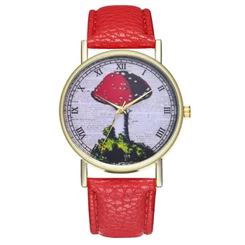 

Mushroom Plant Pattern Luxury Fashion Leather Strap Cheap Women Quartz Watch Women Valentine Gifts 2018 Montre Sport Bracelet