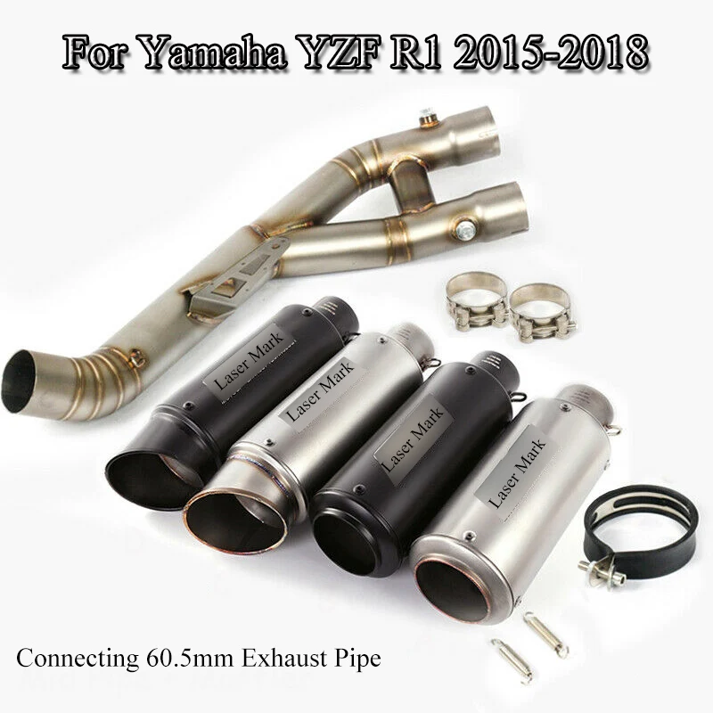 Motorcycle Exhaust System pipe Exhaust Muffler Tip Mid Connect Link Pipe Slip On For 2015-2018 Yamaha YZF R1 Dirt Bike Scooter Motorcycle Exhaust System pipe Exhaust Muffler Tip Mid Connect Link Pipe Slip On For 2015-2018 Yamaha YZF R1 Dirt Bike Scooter