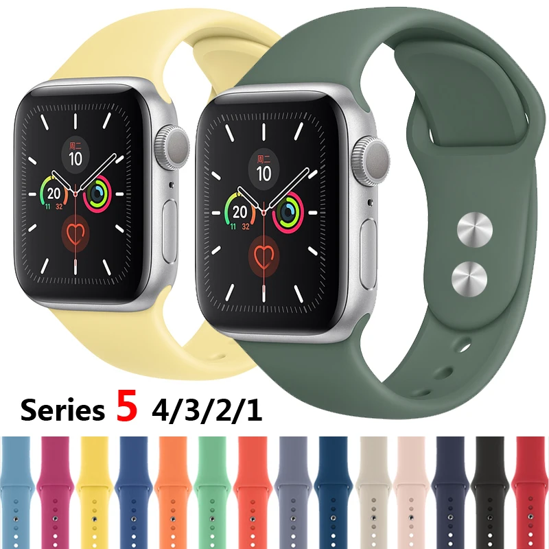 Спортивный силиконовый ремешок для Apple watch 4 band 44 мм 40 мм iwatch band correa aple watch 42 мм 38 мм наручный браслет, ремешок аксессуары