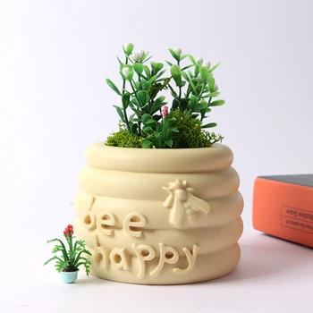 

Concrete flowerpot silicone mold honey pot design cement pen holder mold round garden flowerpot mold