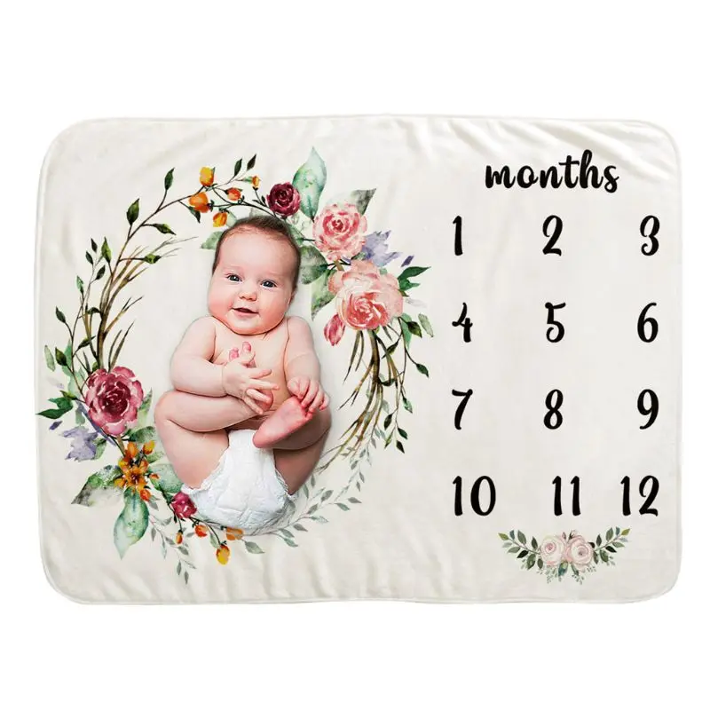 ASIV Baby Milestone Blanket Weekly Monthly Newborn Photography Backdrop Soft and Warm Blankets for Infant Growth Record