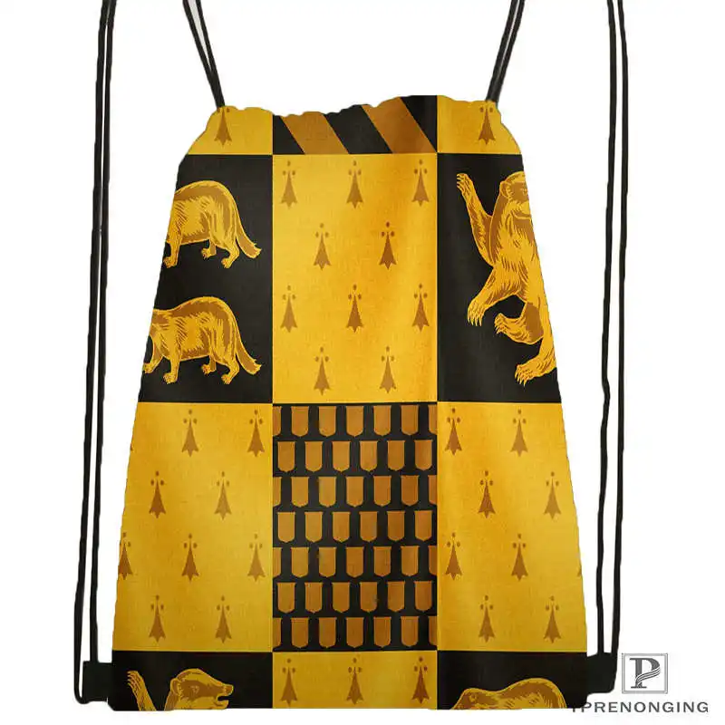 Drawstring Backpack Пользовательские Hufflepuff логотип@ 091 походная сумка на шнурке милый рюкзак для детей(черная спинка) 31x40 см#180531-02-26 - Цвет: Drawstring Backpack
