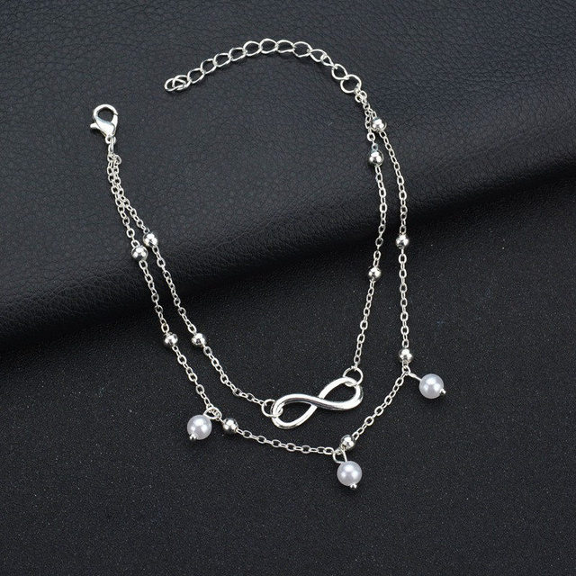 Silver Color Anklet Bracelet On The Leg Fashion Heart Female Anklets Barefoot For Women Leg Chain Beach Foot Jewel