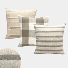 Linho almofadas decorativas caso simples listra grade quadrada moderno simples geométrico sofá capa de almofada decoração para casa sala estar