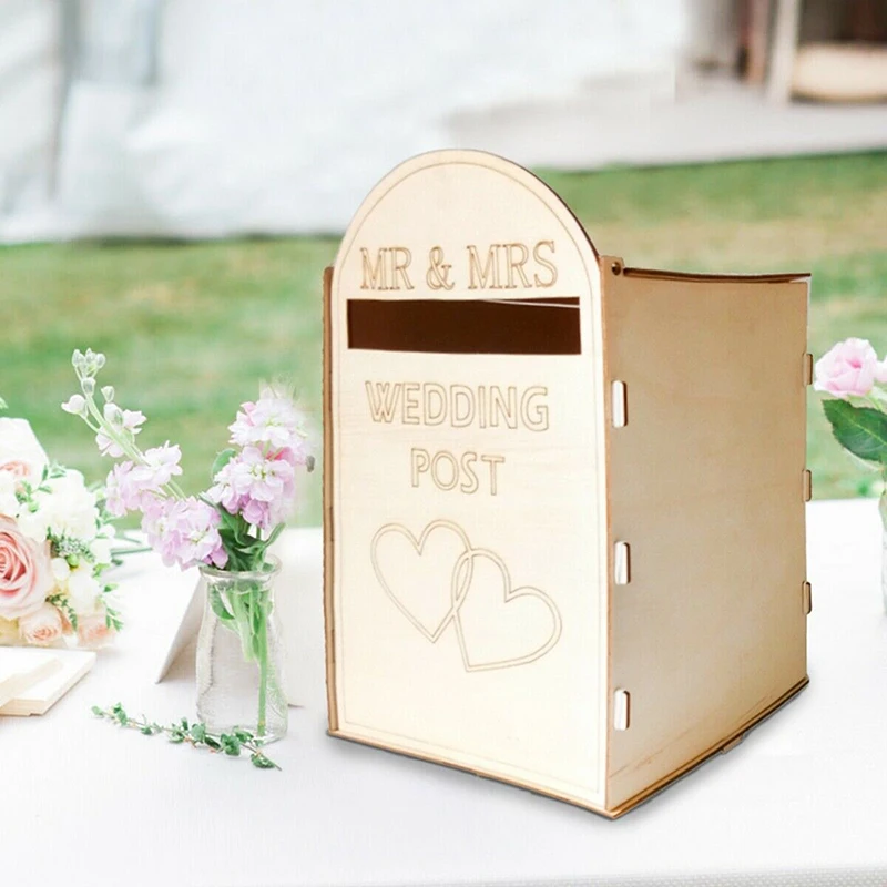 

Vintage Wooden Unpainted Post Card Box Home Wedding Party Decorations Display