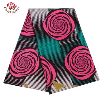 

New Polyester Wax Prints Fabric 2019 Ankara Binta Real Wax High Quality 6 yards African Fabric for Party Dress FP6205