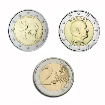 

Monaco 2 EU Dollar 2013 2019 Edition Europe Original Bicolor Commemorative Coin UNC New 1pcs