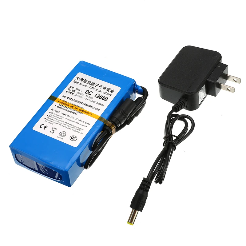 Высококачественная супер перезаряжаемая портативная 12V литий-ионная аккумуляторная батарея DC 12,6 V 6800mAh с штепсельной вилкой США/ЕС