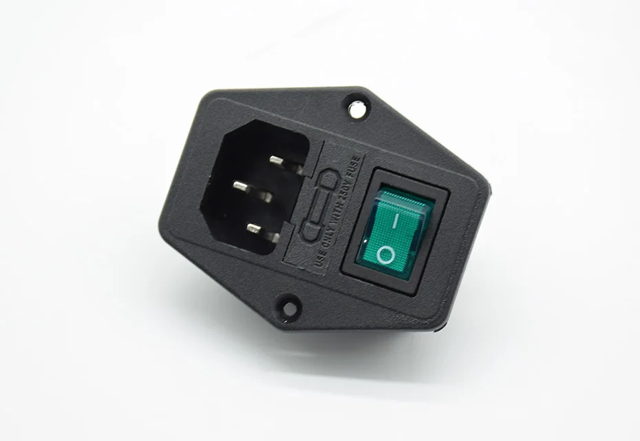 1 шт. клавишный выключатель питания IEC 3 Pin 320 C14 Впускной переключатель розетки разъем 16A 250 В с 10А предохранитель красный зеленый