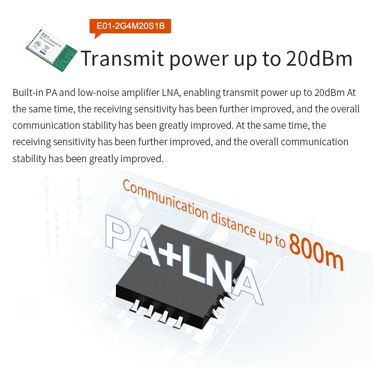 smd módulo pa lna longa distância spi transceptor