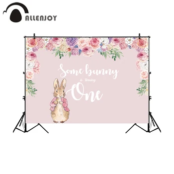 

Allenjoy photophone backdrops 1st birthday bunny easter spring flower pink girl rabbit backgrounds photography photobooth