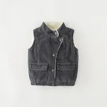 Стиль; детская Вельветовая жилетка в Корейском стиле; стиль; бархатная Детская жилетка