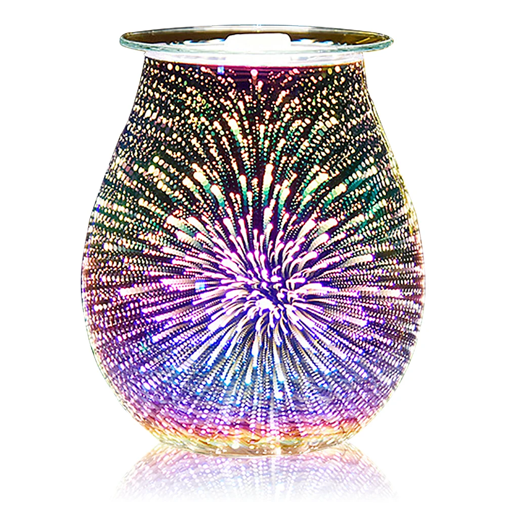 

Essential Oil Diffuser Electric Candle Warmer Glass Tart Burner 3D Effect Night Light Wax Melt Warmer for Home Office Bedroom
