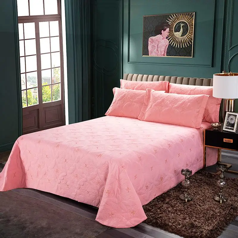 3Pieces King size Luxury 600TC Egyptian Cotton Quilted Bedspread Bed coverlet set with Match Pillowcase Multi Solid Color - Цвет: Color 15