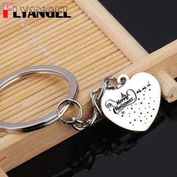 

FLYANGEL Heart Pendant Keychain Merry Christmas Bag Charm Keyring Christmas Accessories Key Holder Family Friends Gifts
