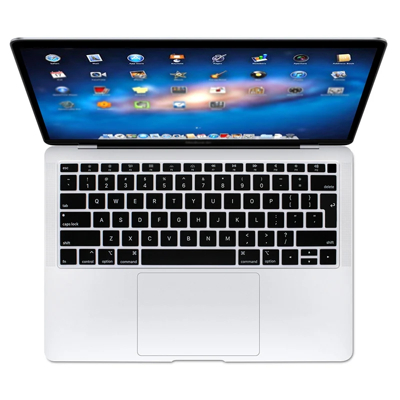Испанский для MacBook Air 13 силиконовый чехол для клавиатуры защита кожи для новейшего Macbook Air 13,3 дюймов retina A1932 - Цвет: Black