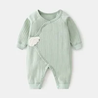Lawadka 0-6M Spring Autumn Newborn Baby Girl Boy Romper Cotton Solid Soft Infant Jumpsuit With Wing Casual Clothes For Girls Boy 2