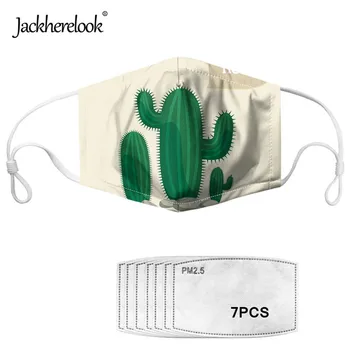 

Jackherelook New Women Cactus Printed Dustproof Mouth Mask Comfortable 7pcs PM2.5 Filter Elasticity Reusefulable Masks