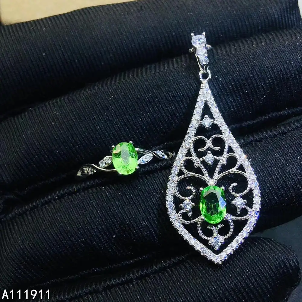 Muslimfine Jewelry 925 Sterling Silver Intarsiato Naturale Tsavorite Set Da Donna Ragazza Festa Regalo Di Compleanno Capodanno