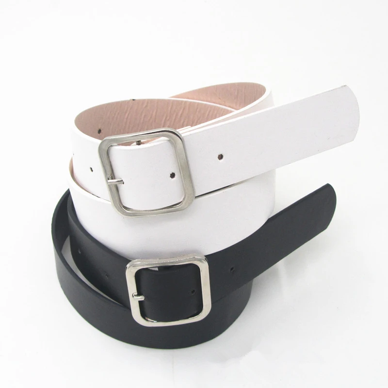 Женский ремень из ПУ кожи модный серебристый с квадратной пряжкой повседневная