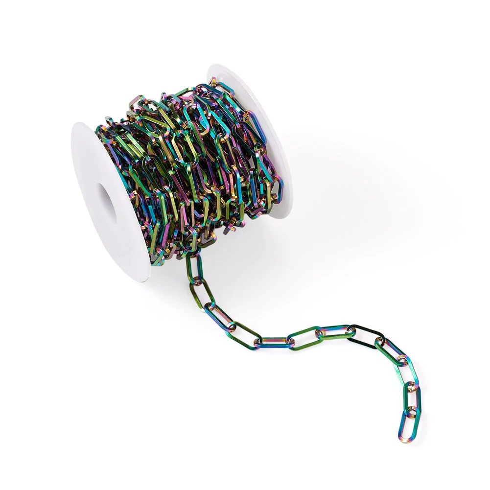 Pandahall 5m 304 Stainless Steel Paperclip Chains Link Chain Drawn Elongated Cable Chains for Jewelry Making DIY Bracelet Craft