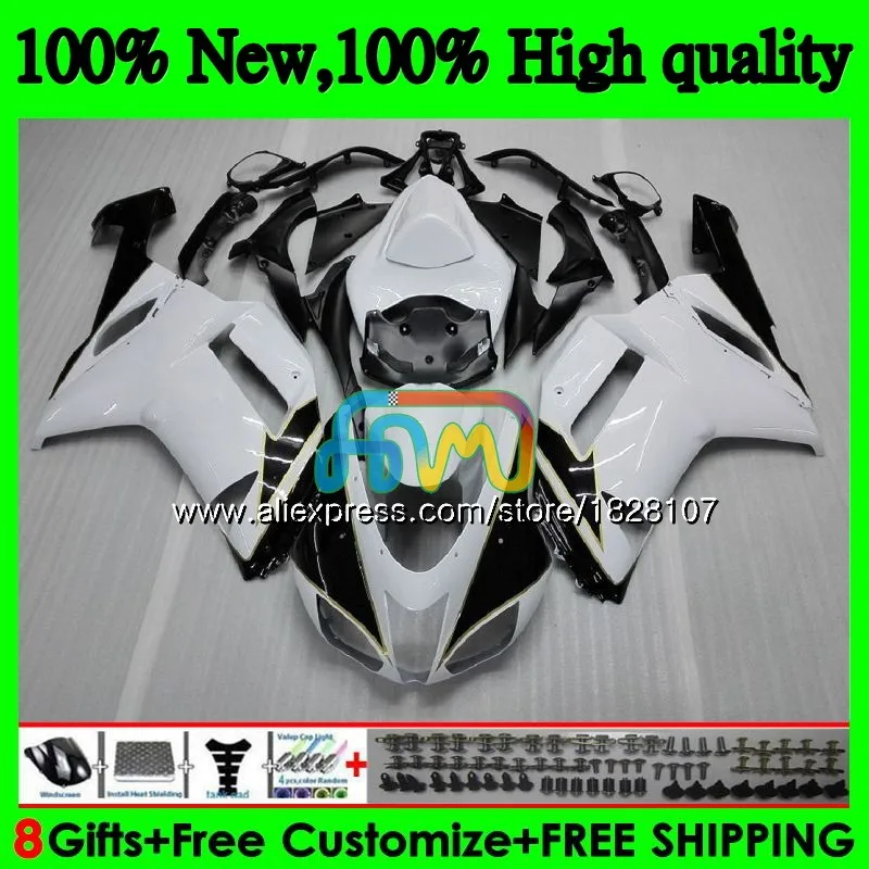 Корпус для KAWASAKI ZX 6R 6 R 600CC ZX636 10BS. 15 ZX-636 ZX600 600 CC ZX-6R ZX 636 ZX6R 07 Белый черный 08 2007 2008 Обтекатели комплект