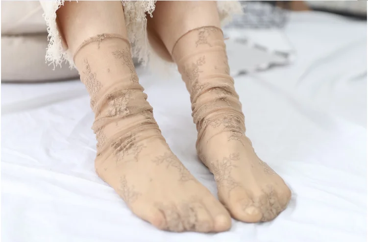 Женские носки прозрачные блестящие туфли с украшением в виде кристаллов