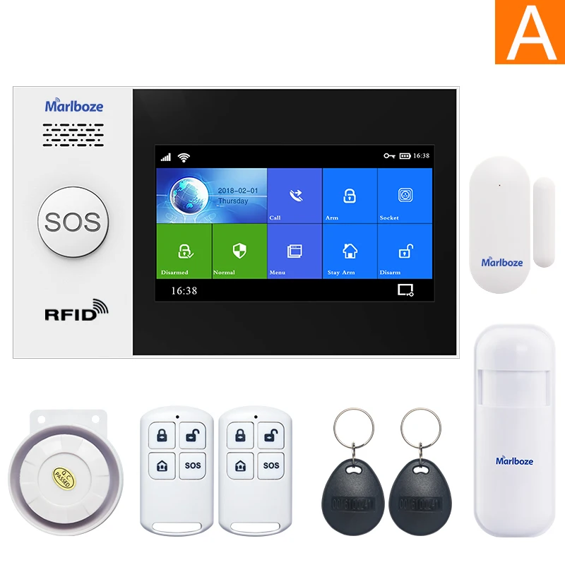 Set A Marlboze 4,3 дюймов ips Цвет Дисплей WI-FI GSM GPRS сетевая с защитой от вскрытия охранной сигнализации системы безопасности дома комплект сигнализации - Цвет: Set A