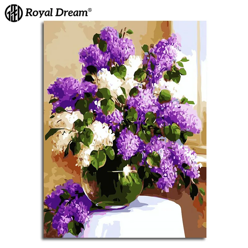 

Digital Oil Painting Northern European-Style Decorative Painting Scenery Flower Purple Flowers Handmade Painting 40 * 50diy Oil