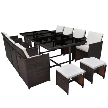 

【AU Warehouse】Furniture Outdoor Dining Set 33 Pieces Brown Poly Rattan