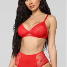 Женский сексуальный кружевной комплект из 2 предметов: бюстгальтер и трусики размера плюс, эластичная сексуальная женская одежда для сна