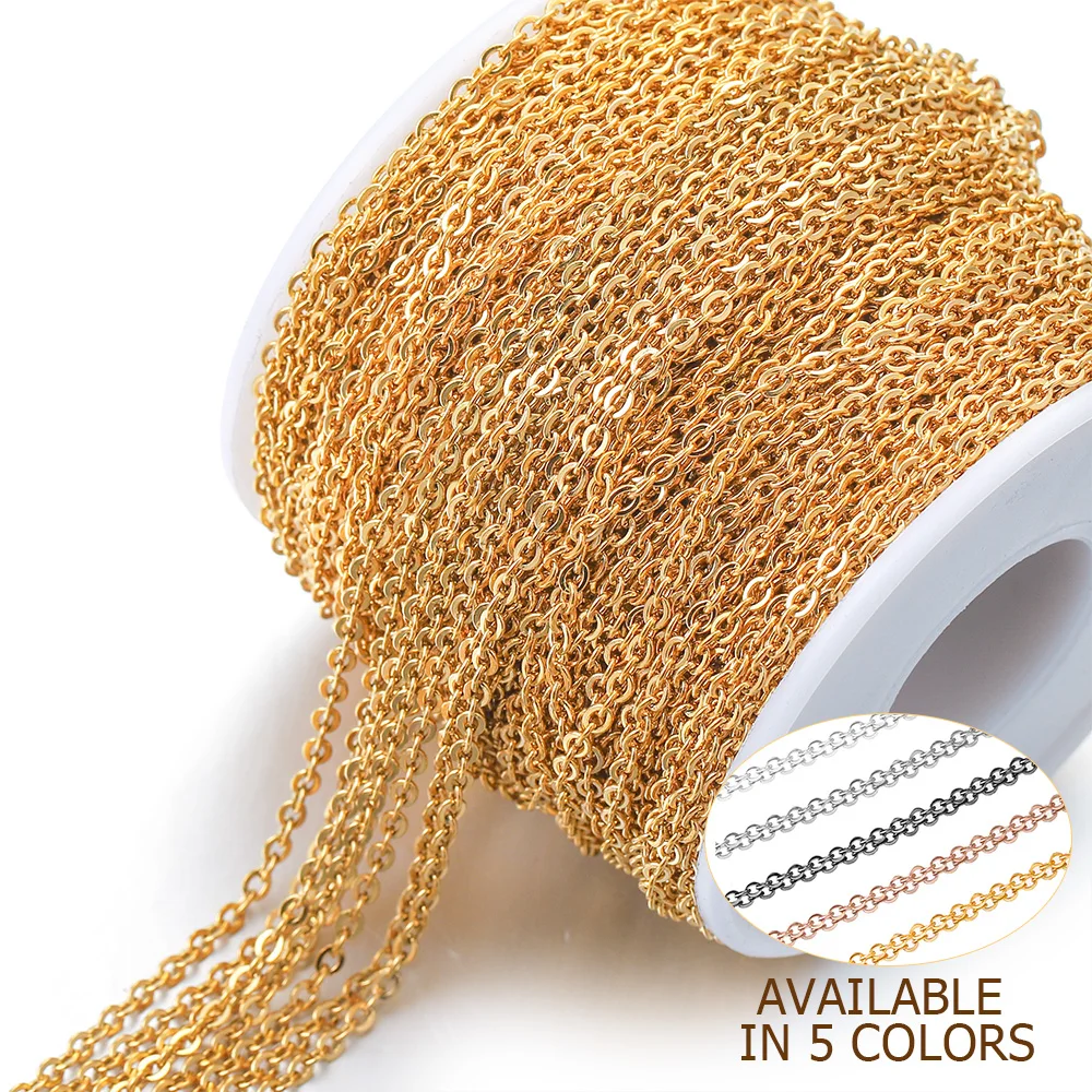 

2M 1.5 2mm Width Stainless Steel Rose Gold Chain Necklace Hair Cable for DIY Jewelry Making Supplies Accessories Wholesale Bulk