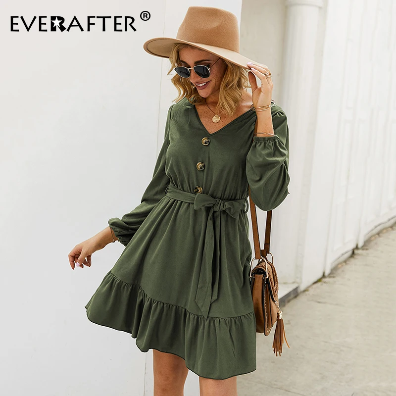 Женское Замшевое платье EVERAFTER однотонное винтажное вечернее с оборками и