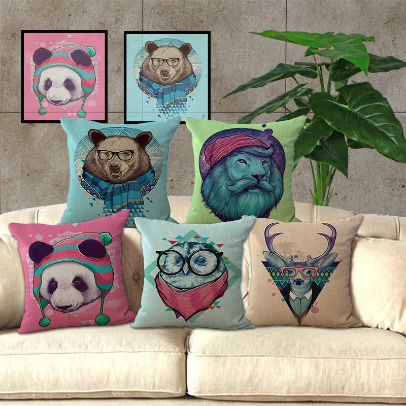 cushion cover 45*45 Panda Printed sofa cushions office car Pillow cases Polyester pillowcase home decor pillow covers kd-0084 | Дом и сад